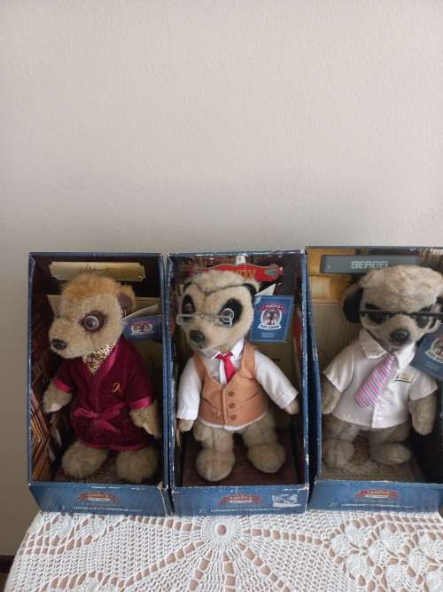 3 MEERKAT FIGURINES IN ORIGINAL BOXES ALEKSANDO, SERGEI, YAKOV(R250 EACH)